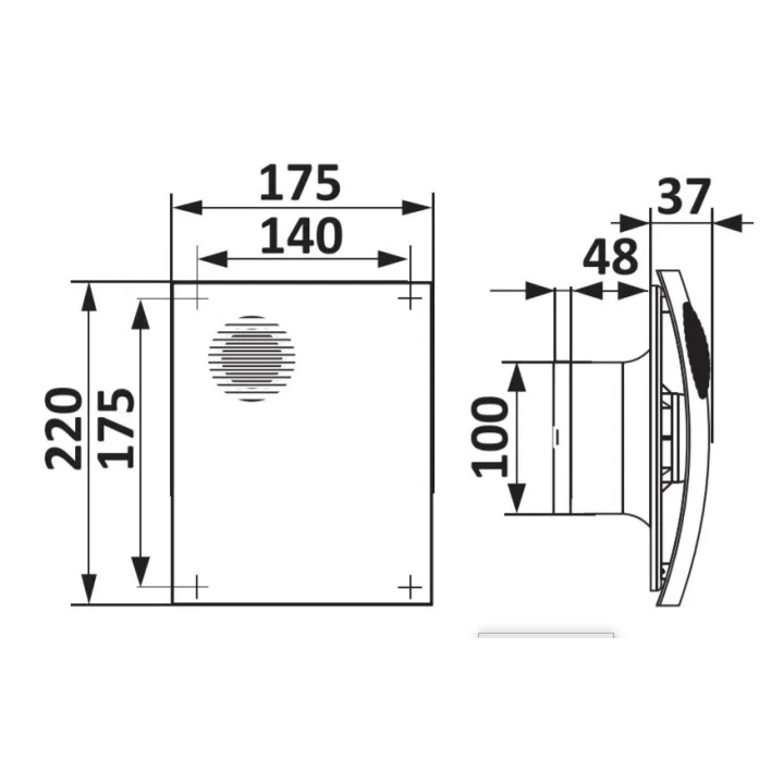 Axial exhaust fan BB D100