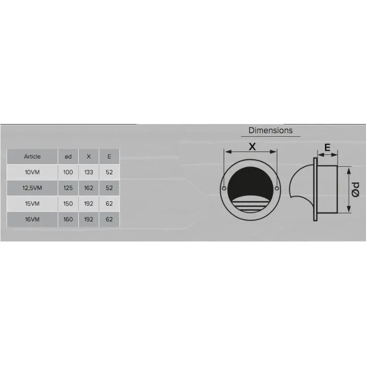 Exhaust wall outlet with flange D150, stainless steel
