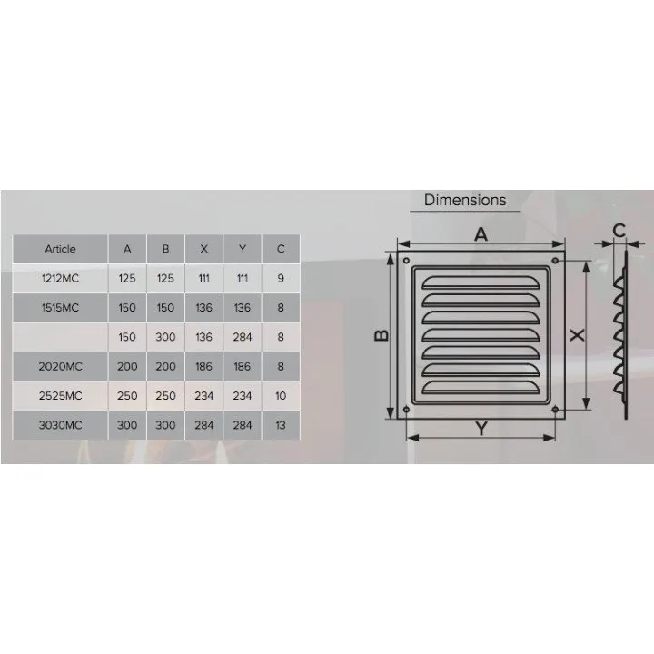 Grill with screen 250x250, zink-coated steel