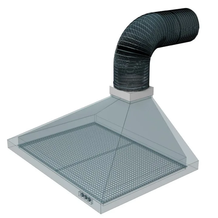 Connector between square section 90x90 and round duct D100
