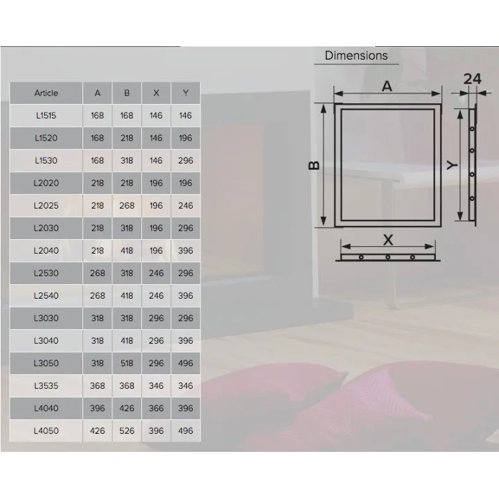 Push revision hatching door 168x318 with flange 146x296