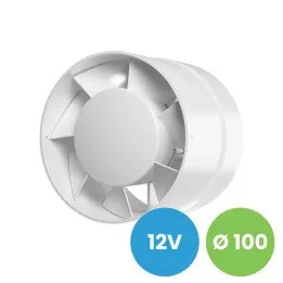 Úsporný potrubný ventilátor 100 mm, 12V pre priestory s vysokou vlhkosťou