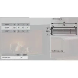 Hnědá ventilační mřížka 450×131, snadno odnímatelná, balení 2 kusy