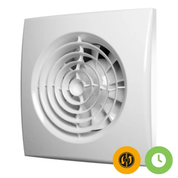 Kúpeľňový ventilátor s časovačom a spätnou klapkou D100 - Akvavent