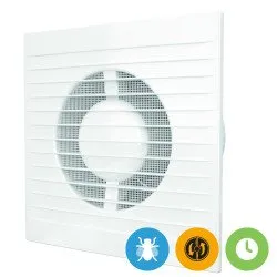 Cenově výhodný koupelnový ventilátor fi 100 mm se senzorem světla a časovačem, E 100 S C MRe