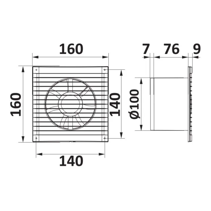 Cenově výhodný koupelnový ventilátor 100 mm se senzorem světla a časovačem