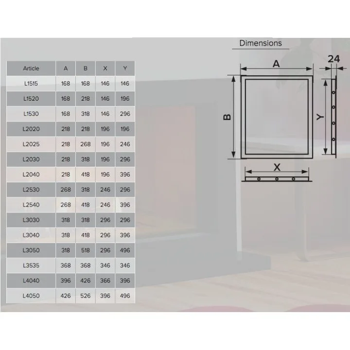 Revizní dvířka 268x318 L2530R s úchytem a s přírubou - Akvavent