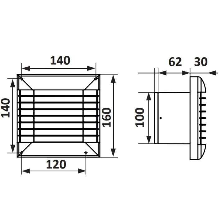 Quiet bathroom fan Euro 4A with 100 mm automatic shutter, affordable