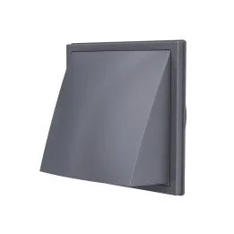 1515K12,5FV šedá, Výfuková mriežka s spätnou klapkou 150x150 a prírubou D125, šedá(ASA-plastika)