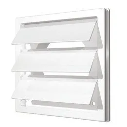 1515K12,5F, Výfuková mřížka s gravitačními klapkami 150x150 a přírubou D125 (ASA-plastika)