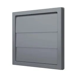 1515K12,5F sivá, Vzduchová mřížka s gravitačnými klapkami 150x150 a prírubou D125, sivá (ASA plastika)