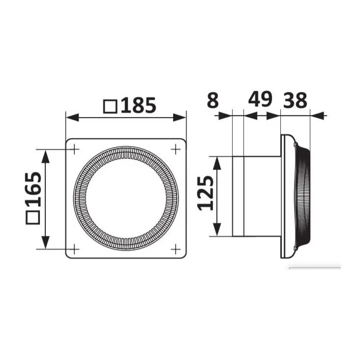 DISC 5C, Axial fan with backdraft damper BB D125