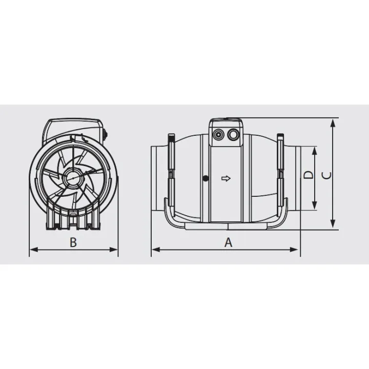 TYPHOON 100 2SP axális csőventilátor – 2 sebesség, IP44