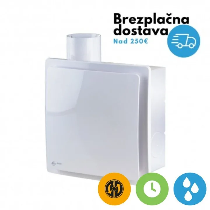 Tichý radiálny ventilátor so senzorom vlhkosti SIKU VNV 1B H na vetracie systémy