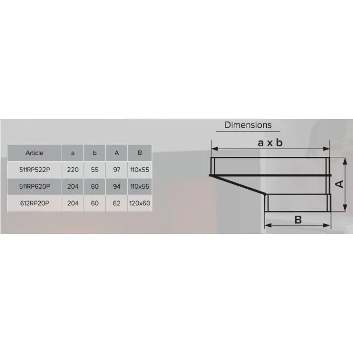 Excentrická spojka mezi trubkami 204x60 a 220x90 mm