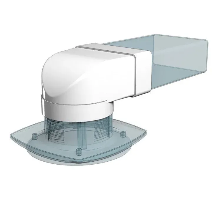 90° connector between rectangular duct 60x204 and flanged air distributor D160