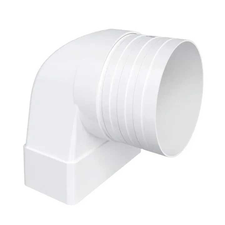90° connector between rectangular duct 60x204 and round duct D100