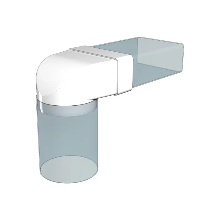 90° connector between rectangular duct 60x204 and round duct D160