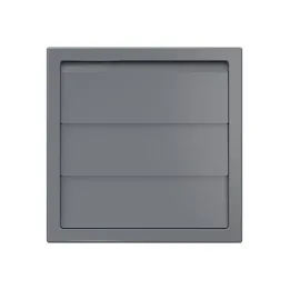 Exhaust grill with gravitational louvers 150x150 with flange D100, grey, ASA plastic