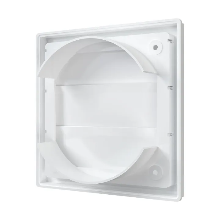 1515K12,5F, Výfuková mriežka s gravitačnými klapkami 150x150 a prírubou D125 (ASA-plastika)