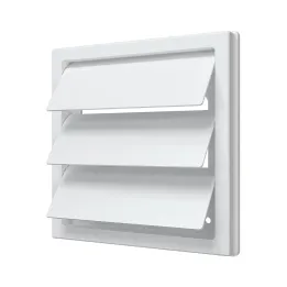 Exhaust grill with gravitational louvers 190x190 with flange D160, white, ASA plastic