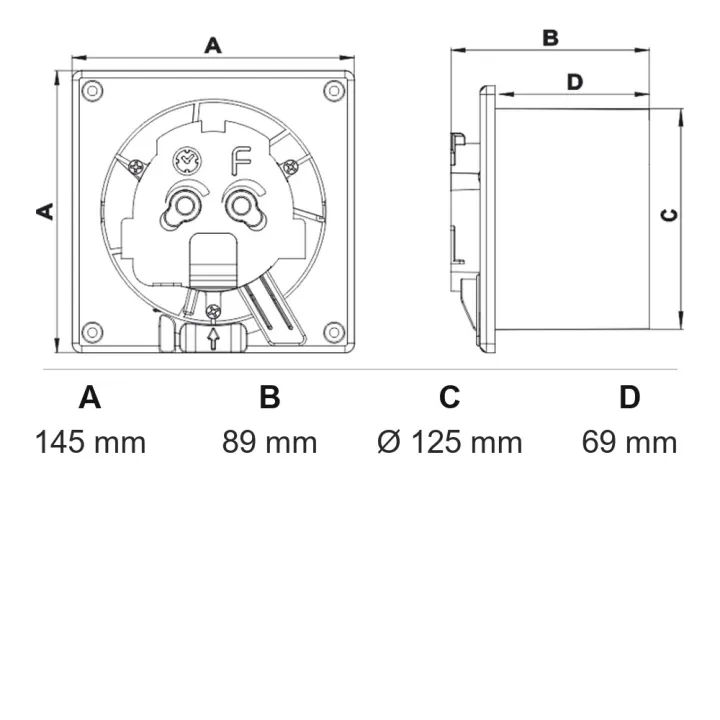 Bathroom extractor fan Ø125 with glass cover