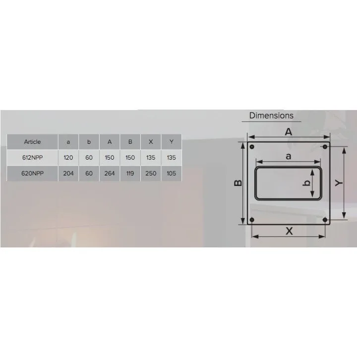 612NPP, Alsó sáv 150x150 a téglalap alakú csatornához 60x120