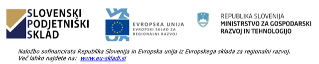 Slovene Enterprise Fund, EU – European Regional Development Fund and Ministry of Economic Development and Technology logos; co-financed by Slovenia and the EU.