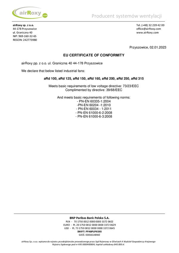 aRd - Megfelelőségi nyilatkozat
