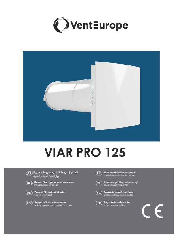 VIAR PRO 125 - Útlevél / Használati útmutató (többnyelvű)