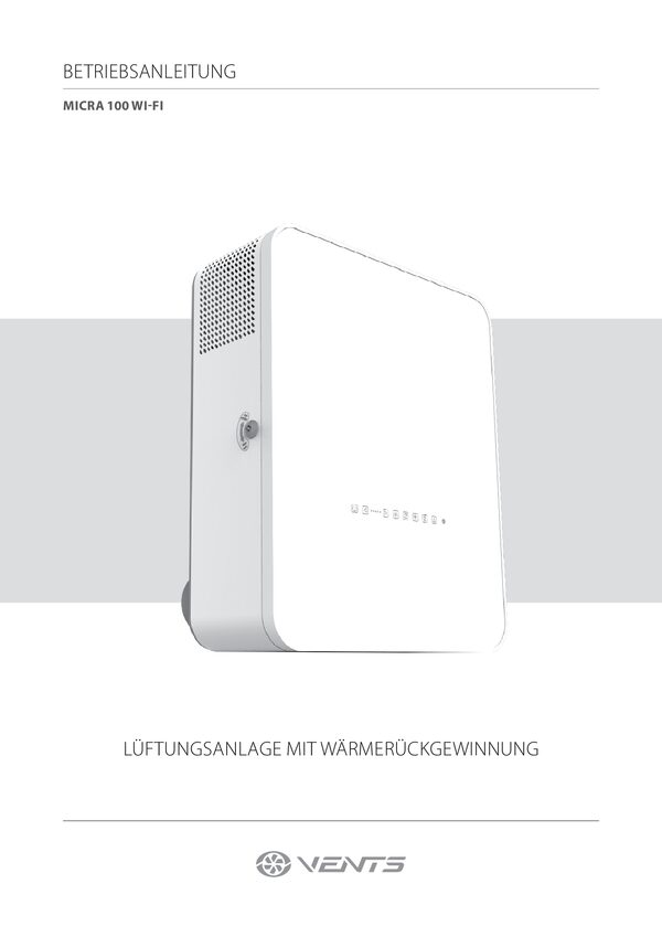 VENTS Micra 100 E WiFi - Használati útmutató