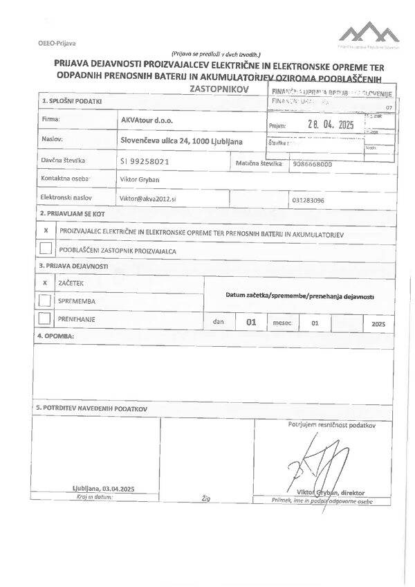Gyártói tevékenység bejelentése