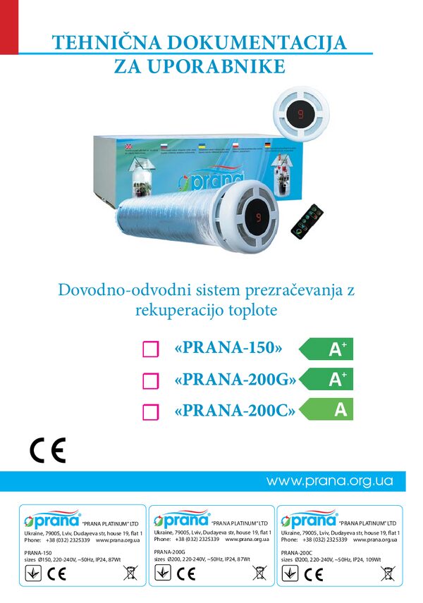 Műszaki adatlap PRANA 150/200